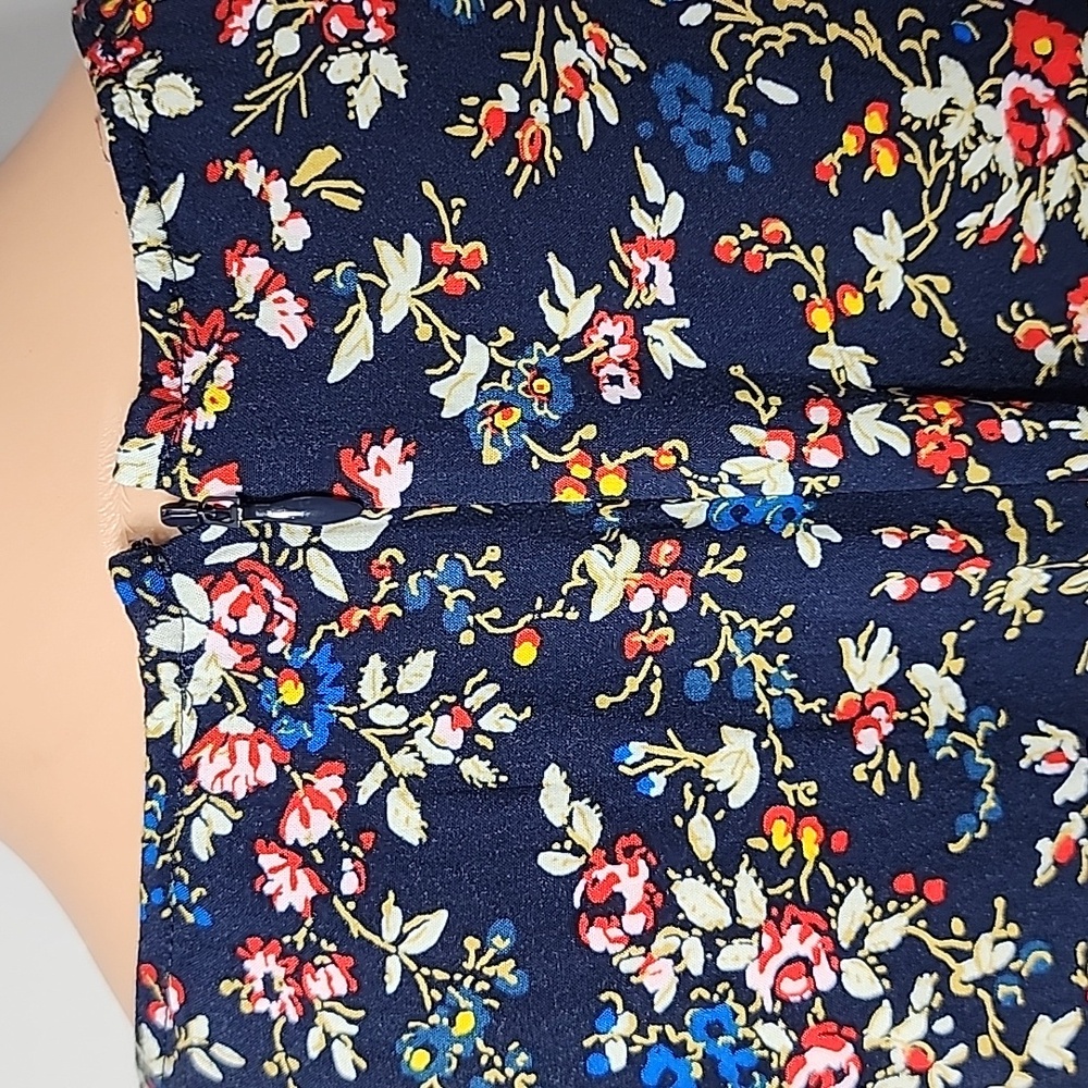 J.Crew Ruffle-front Mini Faux Wrap Dress in Tapestry Blue Floral Size 10 Medium - Picture 12 of 15